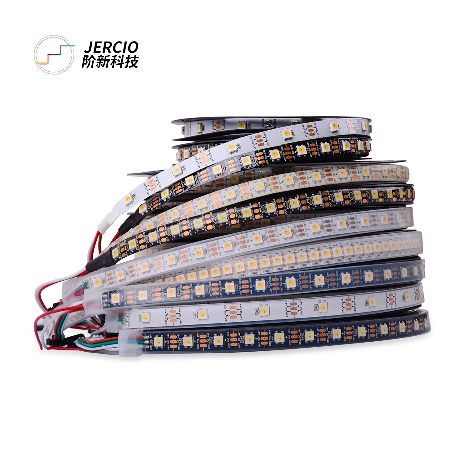 JERCIO SK6812 / WS2812 / XT1511-WWA Warm White Cool White Amber 5050 SMD High Flux Addressable Flexible LED Strip Light