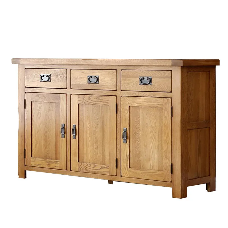 Living room solid wood furniture white oak Office data large storage cabinet with 3-draw 3-door