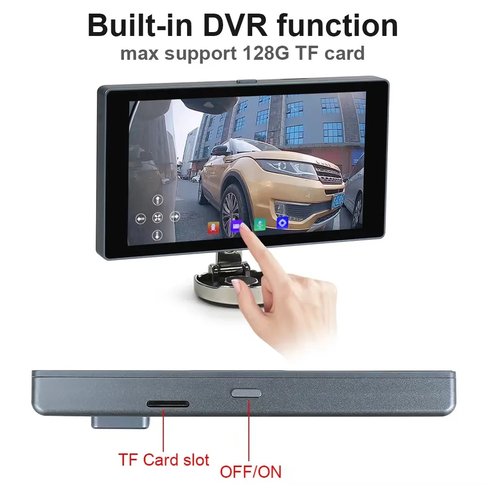 5inch touch screen IPS digital side view monitor with 2pcs AHD 1080P camera with AI function