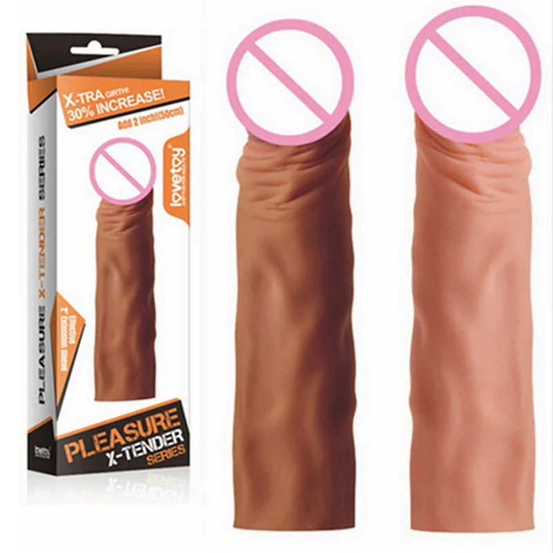 Dildo Penis Sleeve Comdom Penis Extender Sleeve Reusable Condoms Rubber Dick Male Cock Extender Dildo Enhancer for Men