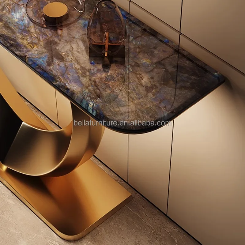 Living room furniture gold hallway  luxury mirror console table modern console tables for homewith Storage console table