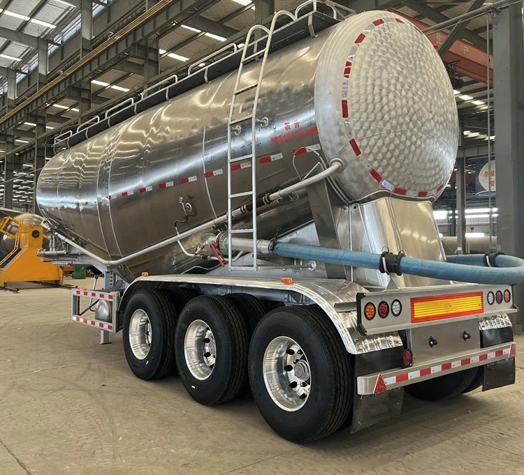 3 Axle Cement Bulker Tank Truck Trailer 45-80 Tons Capacity Diesel Engine Powered Cement Bulk Semi-Trailer