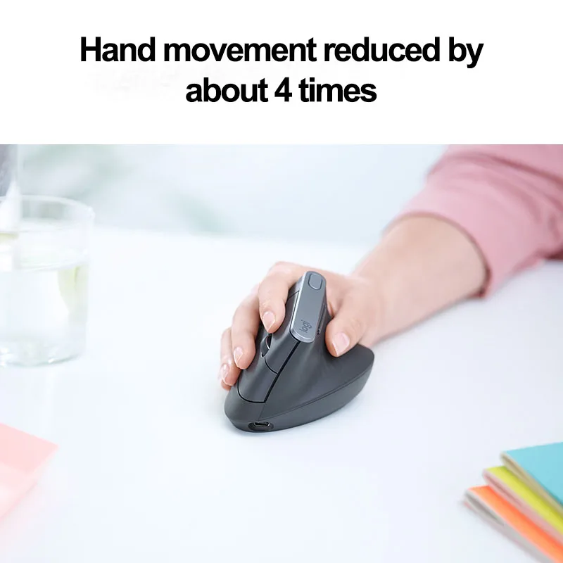 Logitech MX Vertical Mouse Wireless Mouse Office Vertical Mouse Ergonomic Design Black with Wireless 2.4G Receiver