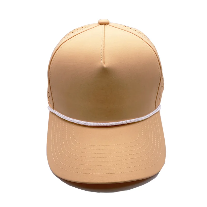OEM wholesale Summer hip hop outdoor sport mesh Europe American Laser perforated waterproof trucker hat with rope