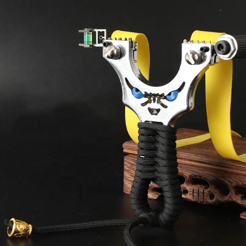 Professional Hunting Slingshot High Quality Stainless Steel Catapult With Flat Rubber Band Outdoor Shooting Slingshot
