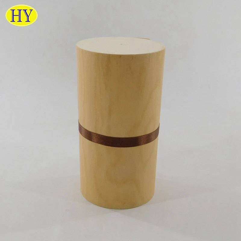 Round Tube Birch Veneer Soft Bark solid wood storage case Cylindrical gift crafts pack Wooden Packaging Box