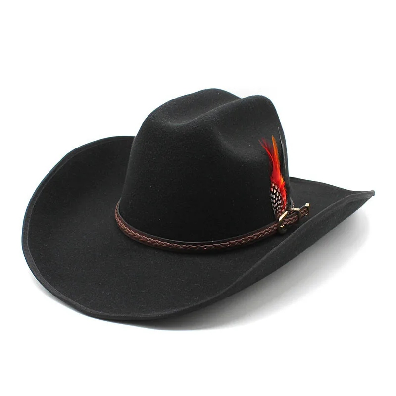 High Quality Vintage Wide Brim Fedora Autumn Winter Jazz Hats Men Women Western Cowboy Felt Cowgirl Princess Unisex Party
