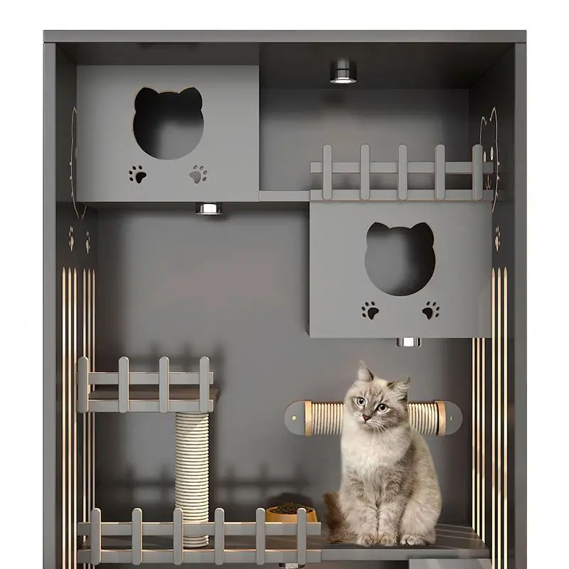 Environmental Protection Pet Housing multi large space multifunctional with light with door cat house wooden houses cats for cat