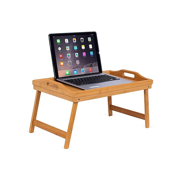 Bed Tray with Folding Legs Bamboo Breakfast Snack Serving Tray with Legs for Eating and Laptop