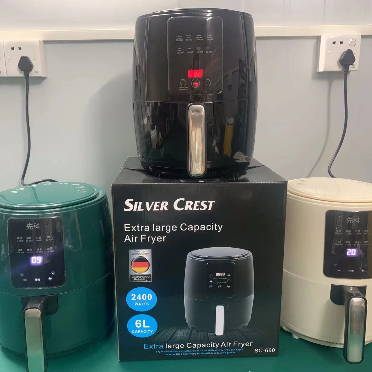 OEM Customized liners silicone pot german 2023 4L 6l 8l OEM wholesale dual digital Power silver crest smart air fryers oven