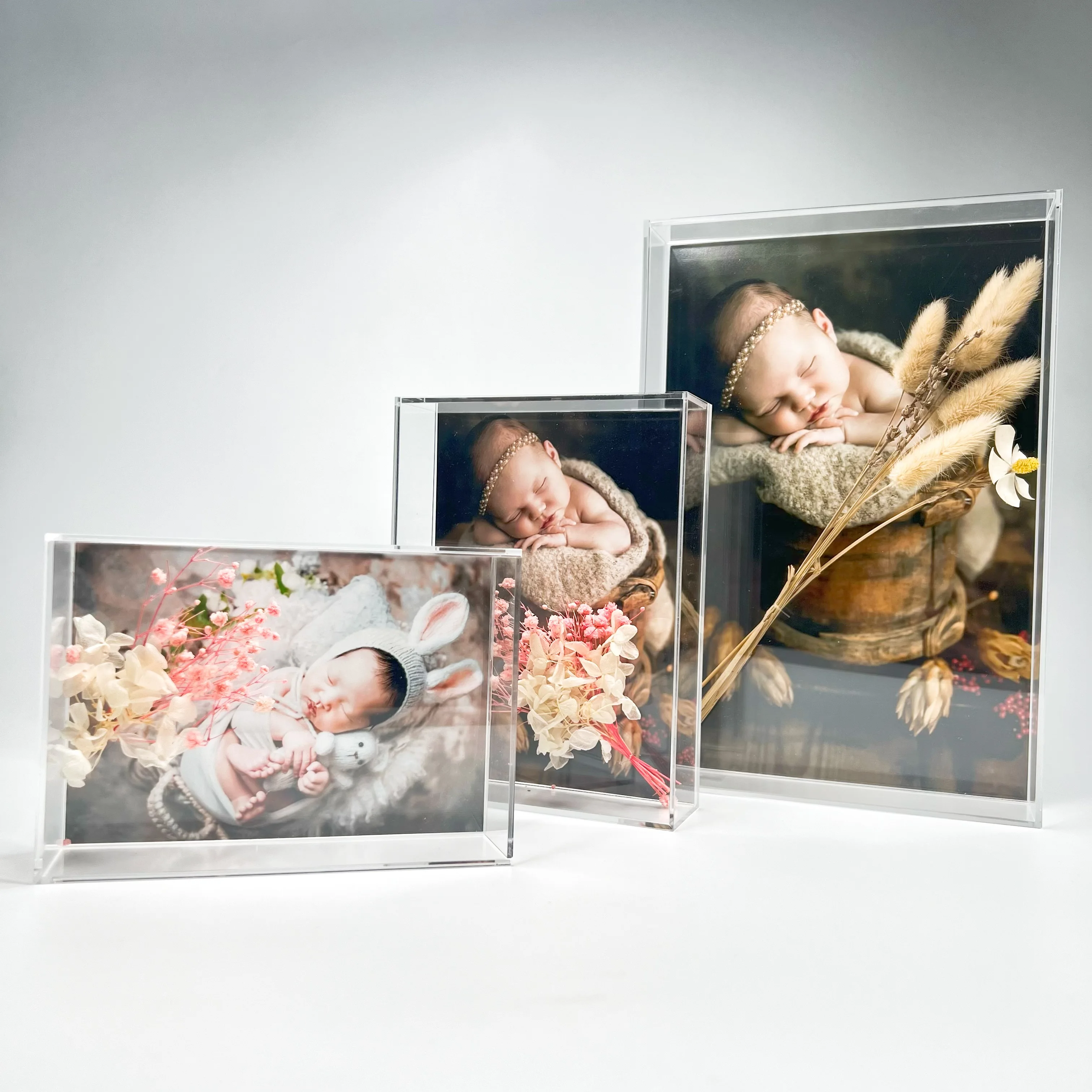 Wholesale Custom Clear Acrylic Box Frame For Home Decor Acrylic Photo Display Frame
