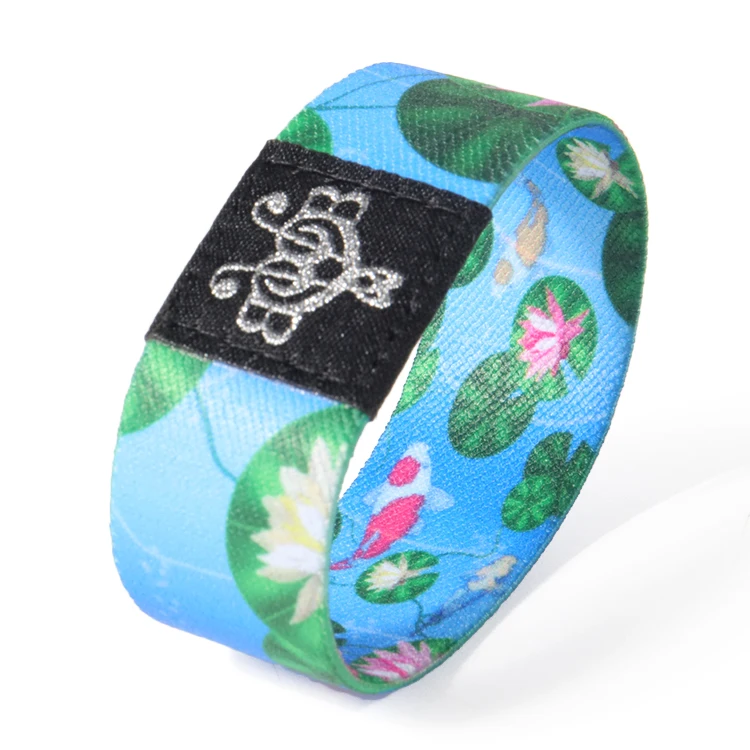 Custom Durable Good Quality RFID Soft Polyester Printed Stretchy Elastic NFC Wristband for Access Control