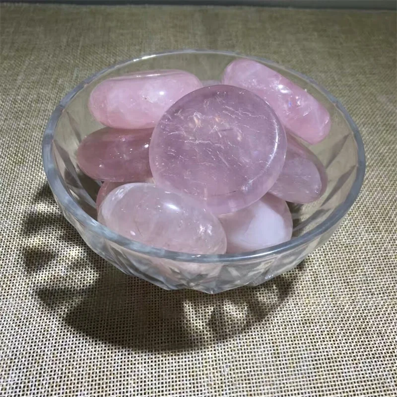 Cheap Price Natural Round Shape 4-5cm Rose Quartz Crystal Piece Palm Stone