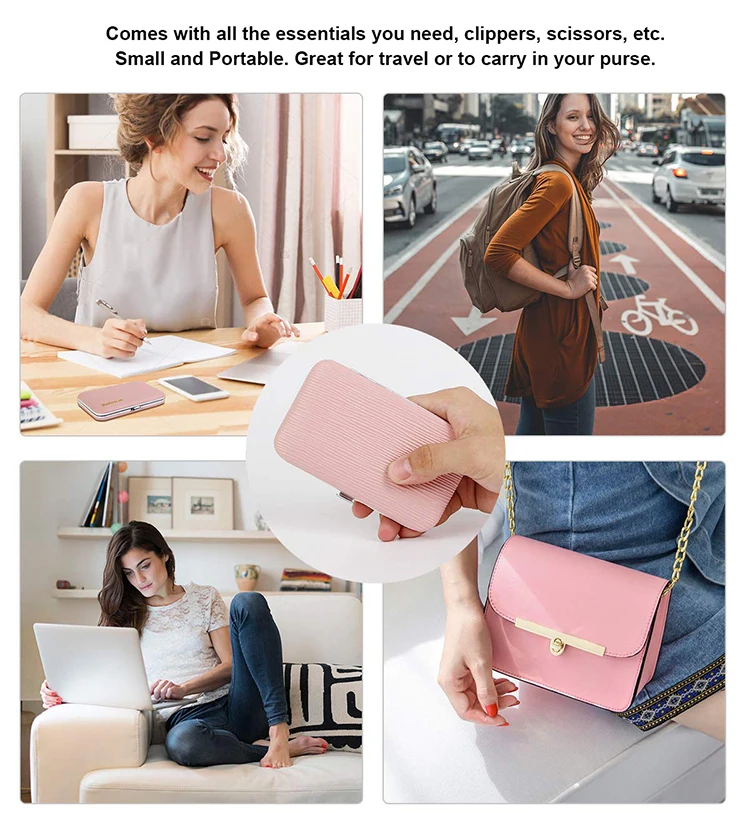 
Best Selling Women Pink Coated Nail Care Tool Gift Set 10 Pieces Nail Manicure Pedicure Set 