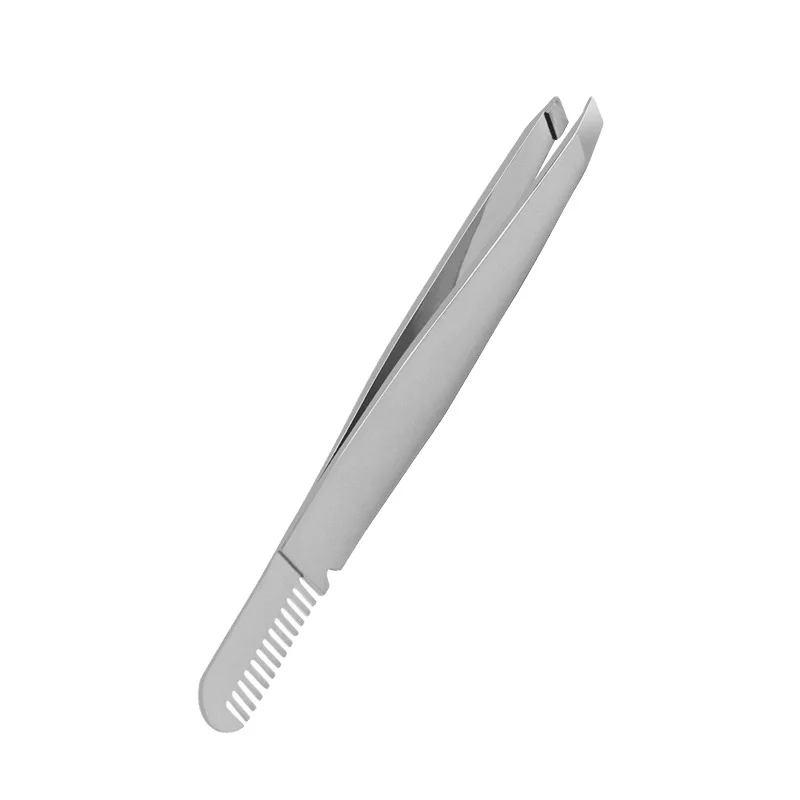Eyebrow Tweezers With Eyebrow Brush Comb Stainless Steel Eyelashes Extension Tweezers Double Eyelids Clip