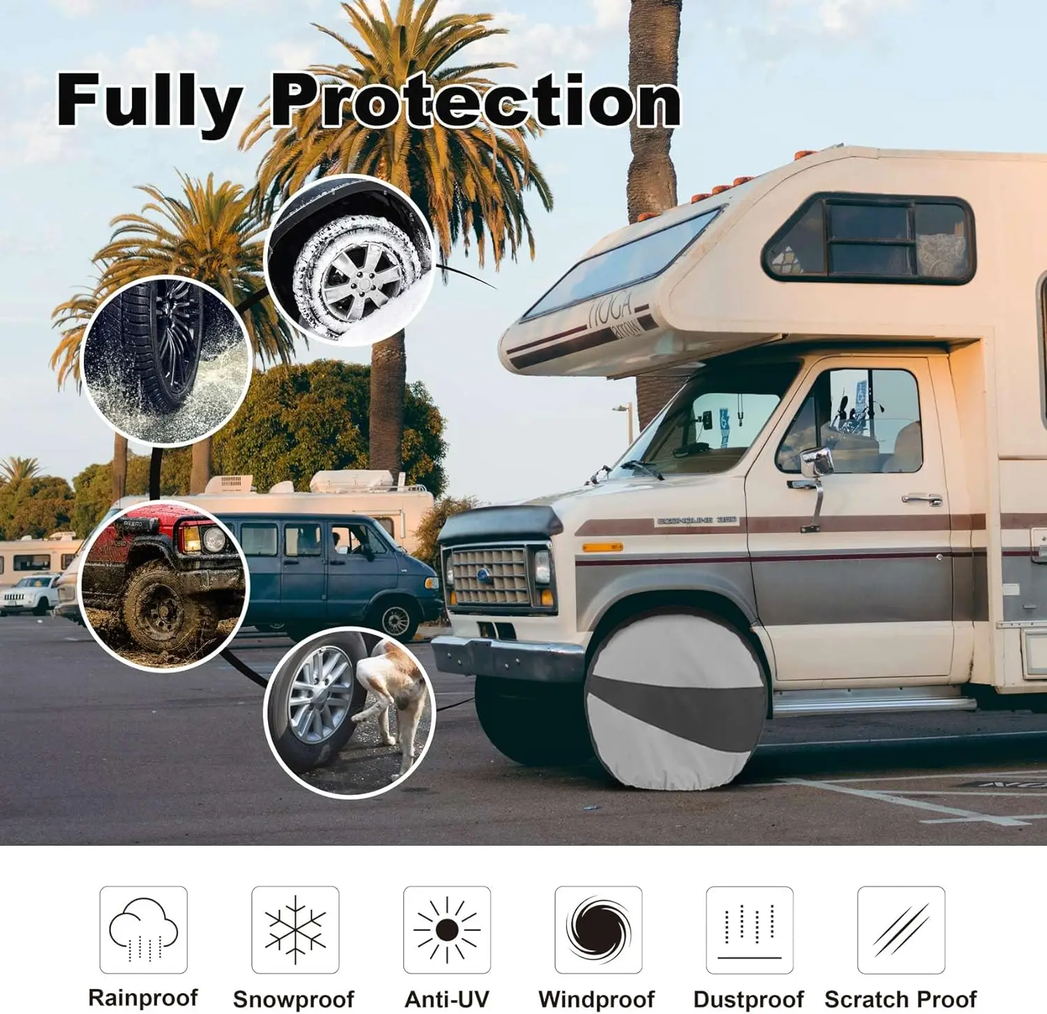 Waterproof UV Protection Different Sizes RV Tire cover waterproof RV wheel cover