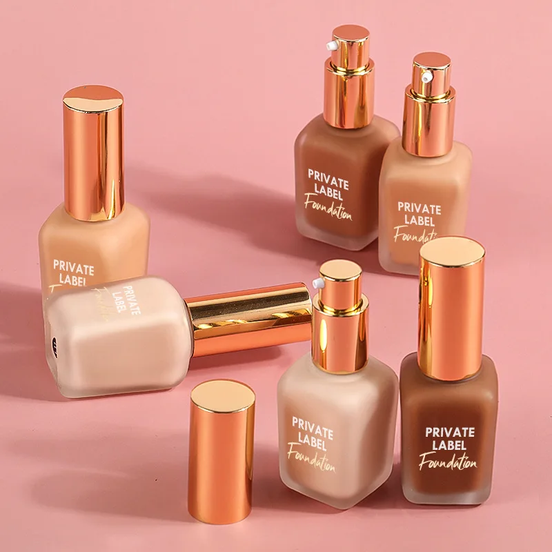 New High Quality Glass Packaging Full Coverage Private Label Makeup Concealer Matte  Liquid Foundation