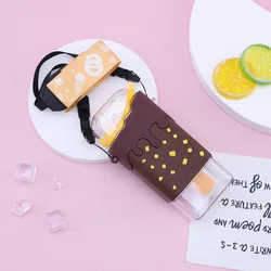 300ml portable kids cute plastic fruit cup popsicle ice cream shape water bottle with straw