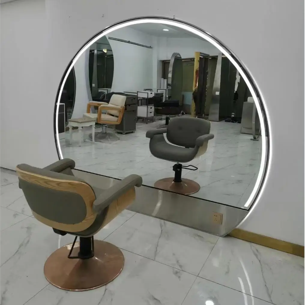 2022 Hot Sale  LED Half-Round Mirror Station Used  Total Station For Sale Lighted Salon Stations 10 Years Life