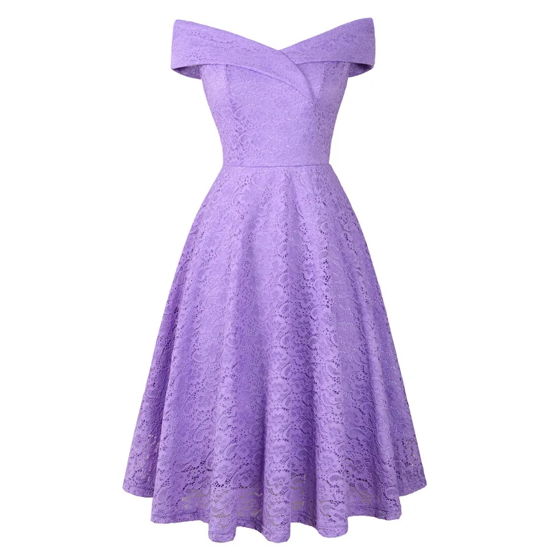 Magicmk Vintage Elegant White Floral Lace Women Midi Dress Evening Party Robe Ladies Dresses A Line Bow Dress