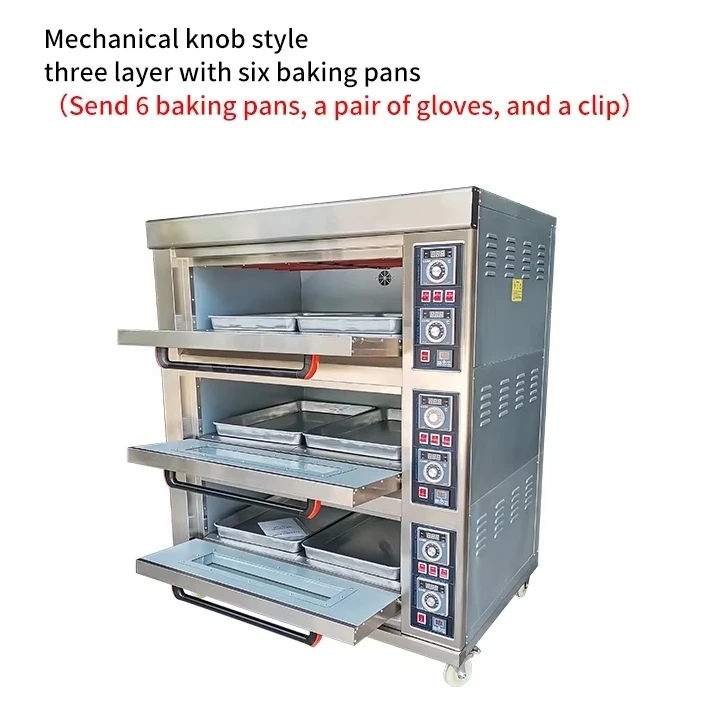 3 deck 6 trays commercial kitchen oven bakery machine equipment baking bread