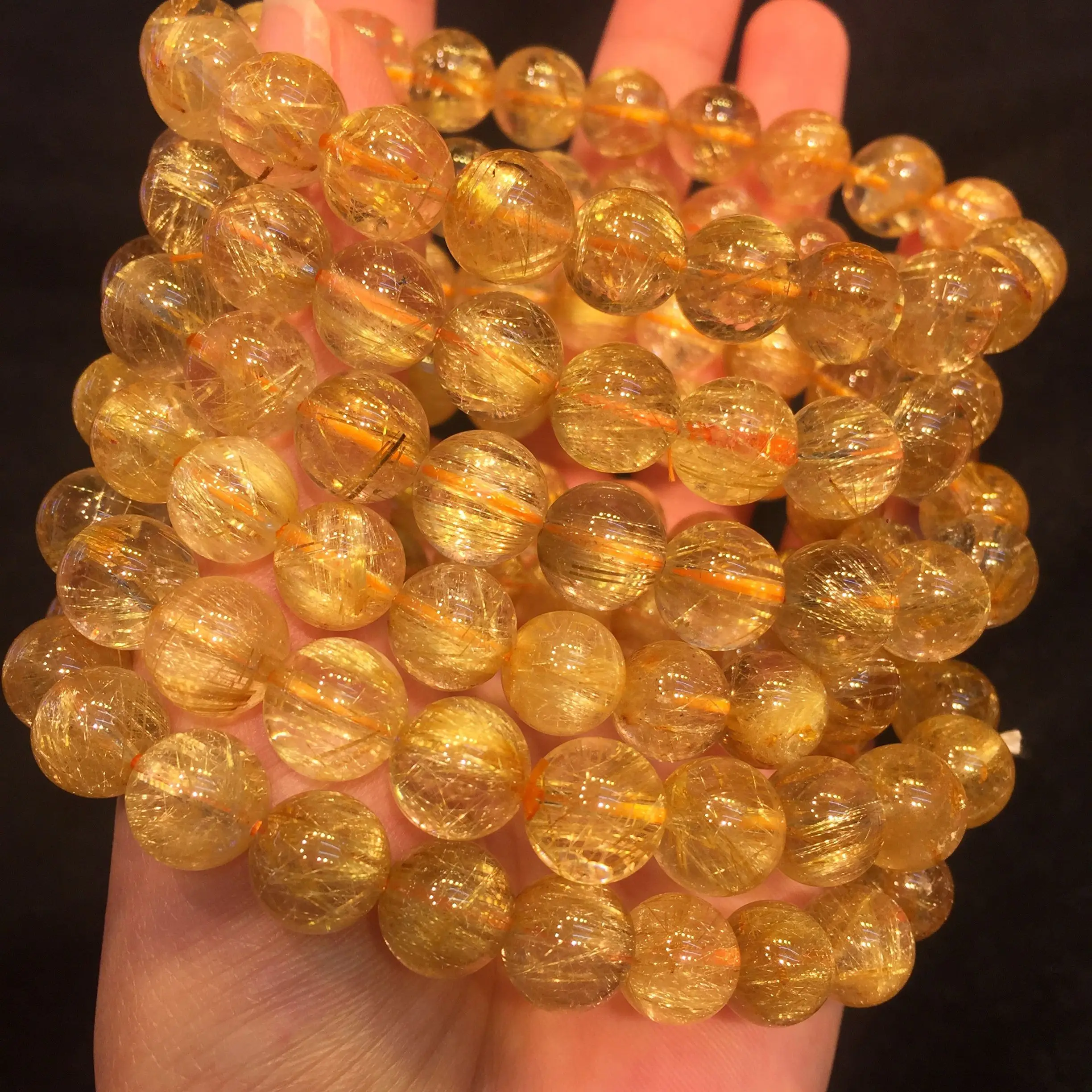 Rare Gemstone healing bracelet natural stone bead 8mm gold rutiled quartz bracelet