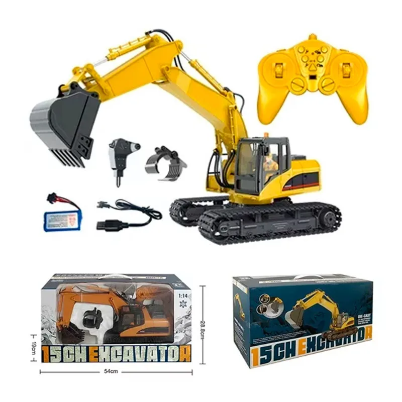 2024 New Huina 1535-1 Electric Excavator With Gripper Bit Remote Control Engineering Vehicle Model For Gifts Collection