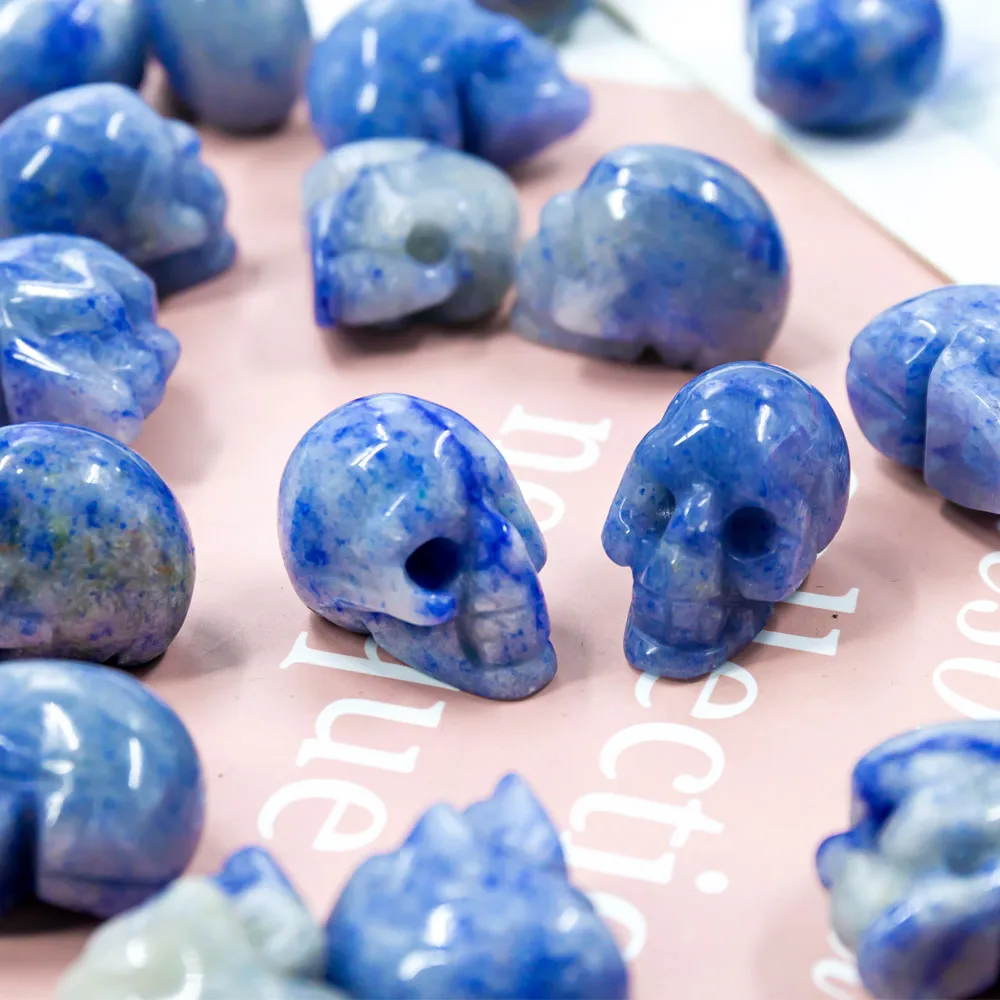 Mix nat geo wholesale hand carved about 1 inch mini blue aventurine crystal skulls for home decoration