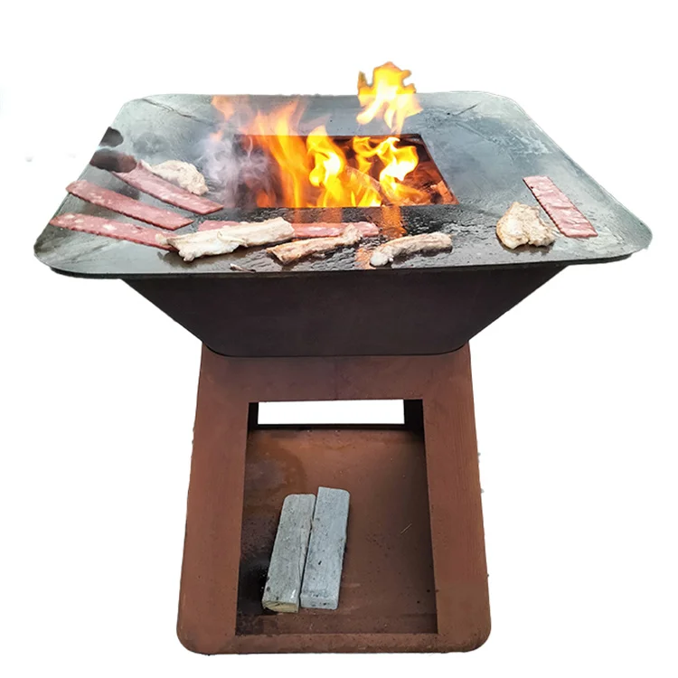 Garden Metal Charcoal Barbecue Grills Fire Pit Bowls Camping Outdoor Barbecue Corten Steel Balcony BBQ Grill