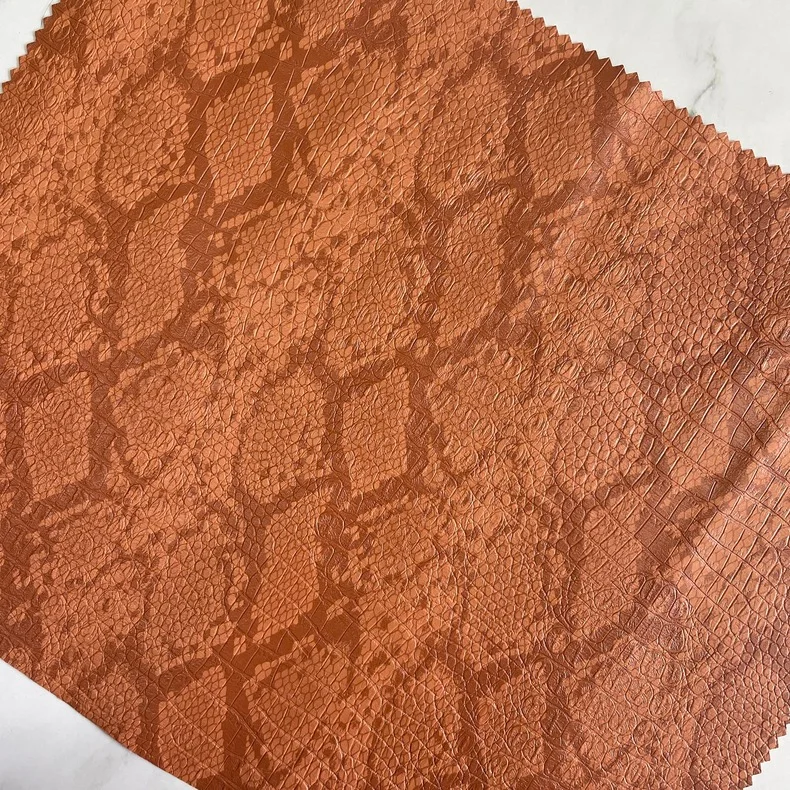 New wholesale Embossed Tow-tone Crocodile Snake Pattern Faux Animal PU Synthetic Leather Fabric 0.7 mm for garment, pack, jacket