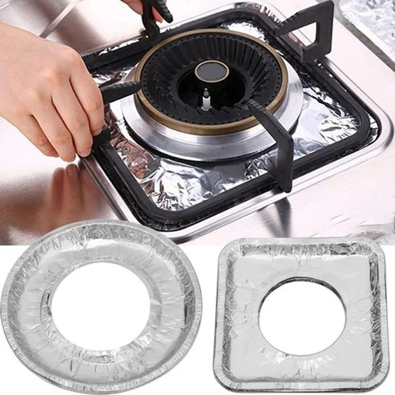 100 pack with sticker 8.5x8.5 inch square gas stove burner liner covers high quality for kitchen