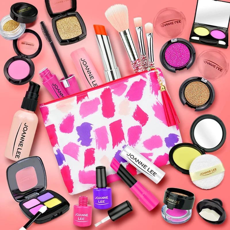 Girl Pretend Play Make Up Toy Simulation Cosmetics Pink Makeup Set Princess Beauty Plastic Play House Toy Lipstick Eyeshadow