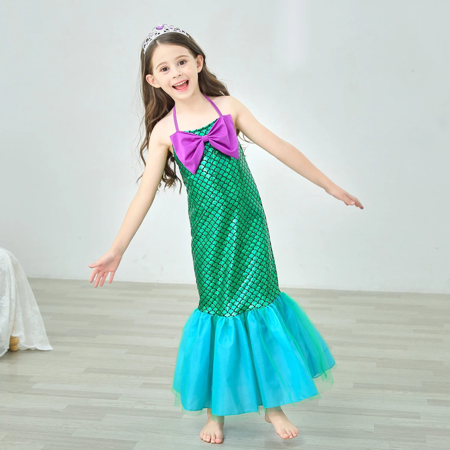 Little Adventures Magical Mermaid Princess Dress Up Baby Costume Kids Spaghetti Cosplay Swim Clothes D75