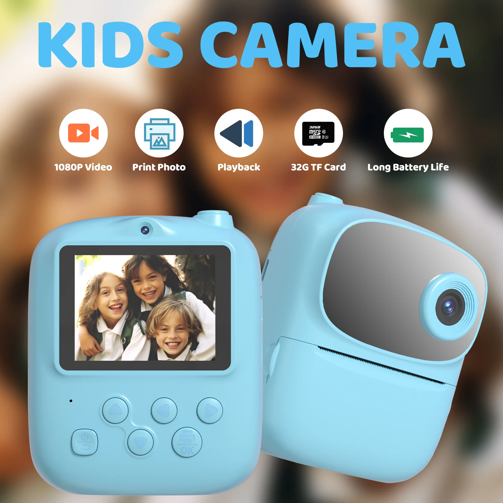 Christmas Gift 2.4 Inch  Rechargeable  Children Mini Printing Digital  Kids Camera