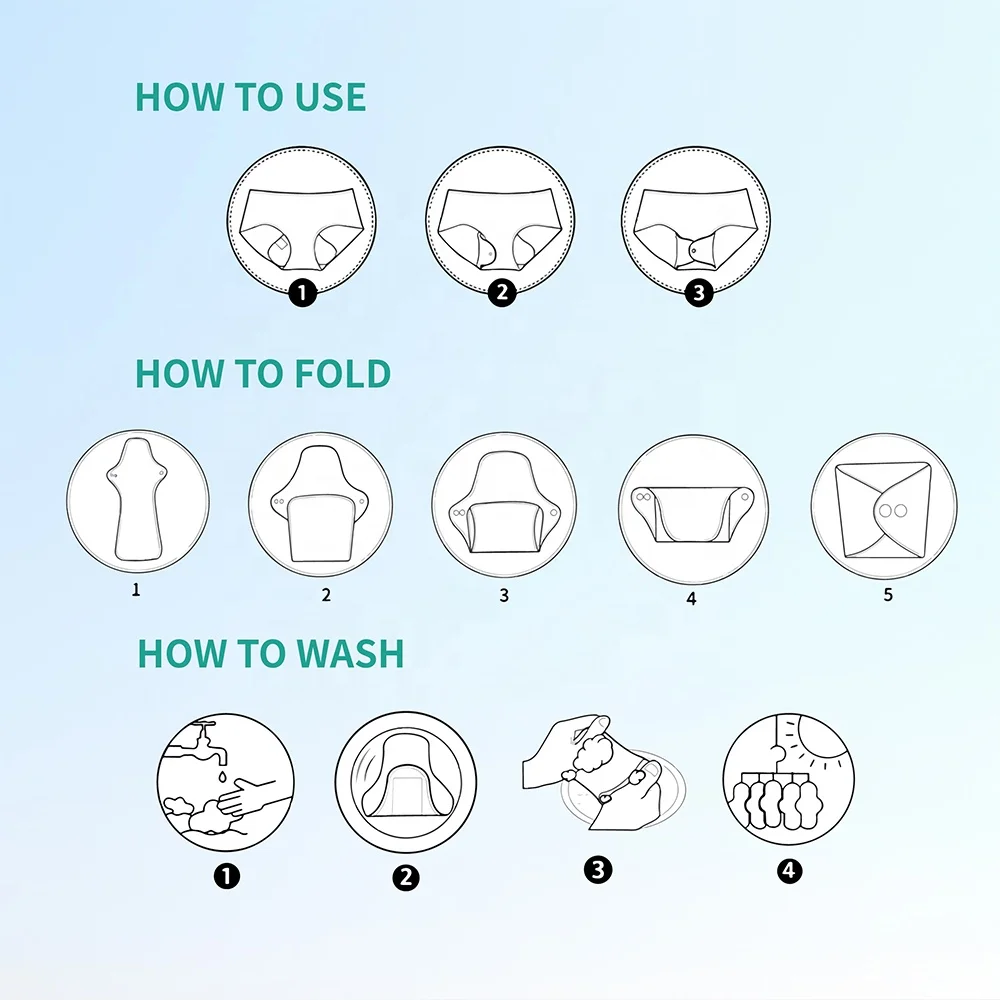 Customize white Anti Slip Non-slip silicone dot Daily reusable sanitary pad menstrual pads