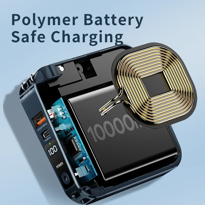 Remax RPP-145 портативное зарядное устройство 10000 мАч-power bank со встроенным iPhone и type-c кабель 10 Вт Беспроводное