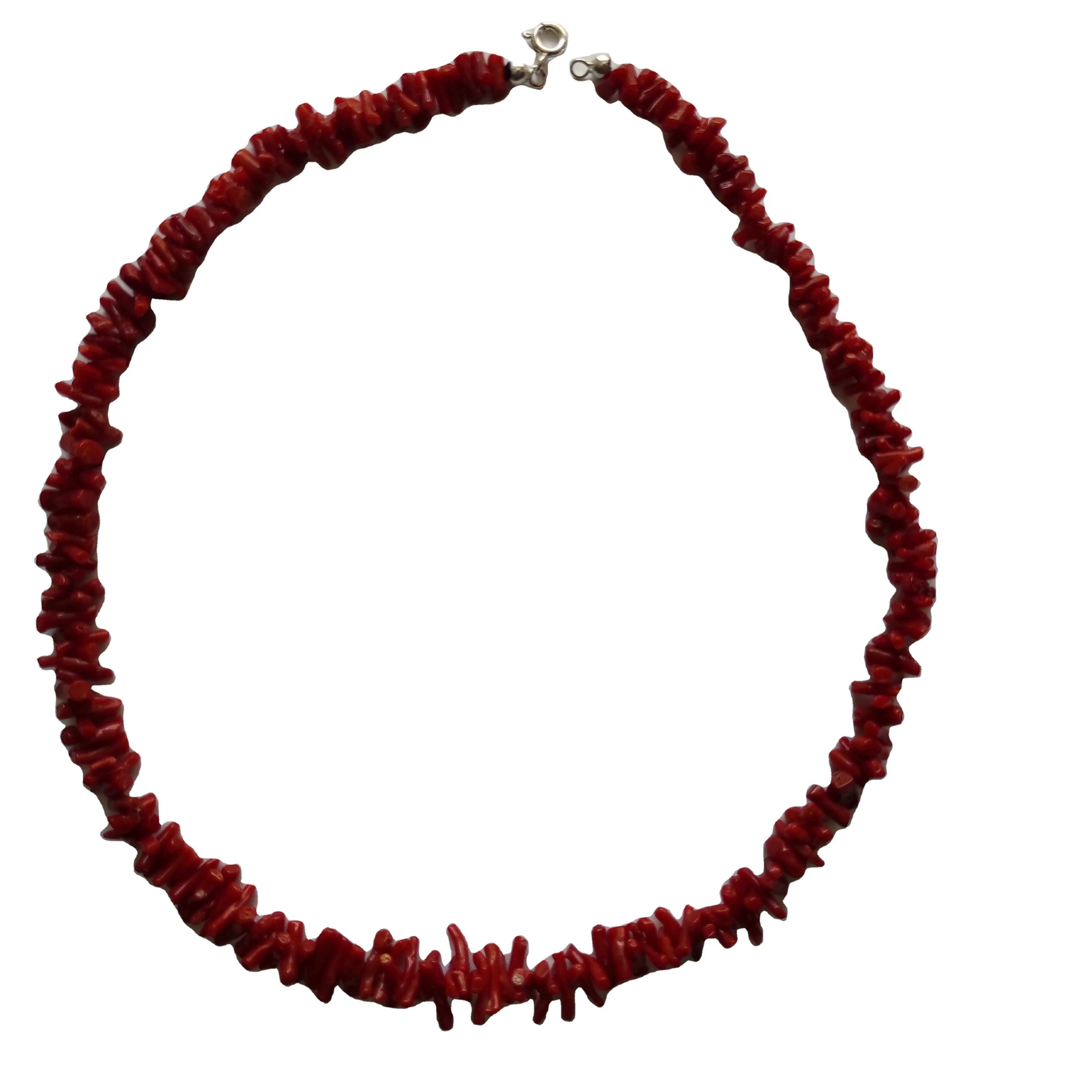 Coral Branch Necklace with Silver Italian Genuine Red Beaded Necklaces Rhodium Plated Vintage Mediterranean Sea Natural Cupolini