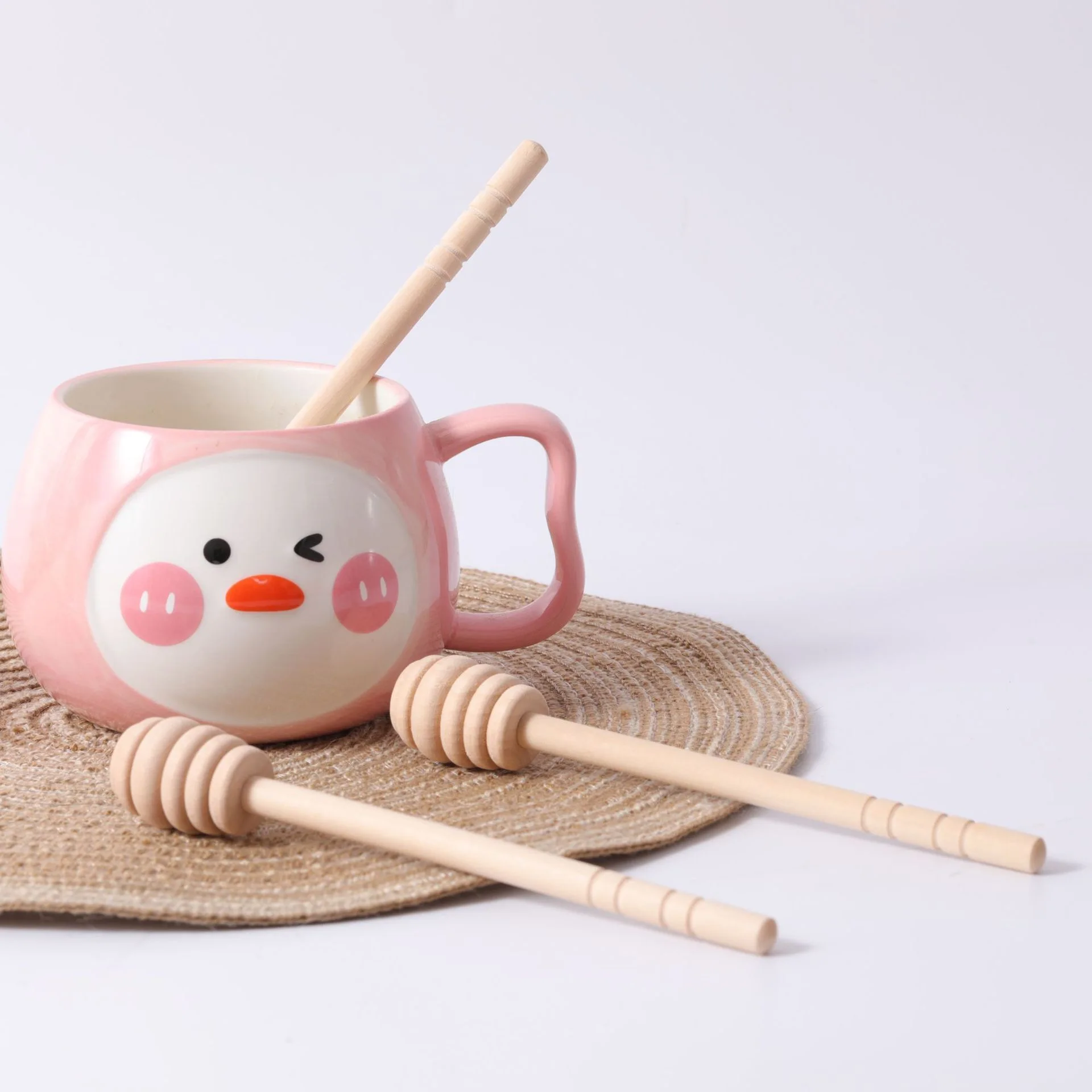 Wooden honey jams dipper sticks long handle honey jar coffee stirring rod