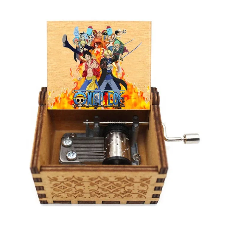 26 Styles Color Printing Anime One Pieces luffy  We Are Song Theme Hand Crank Music Box movement Wooden Classical Kids Gift