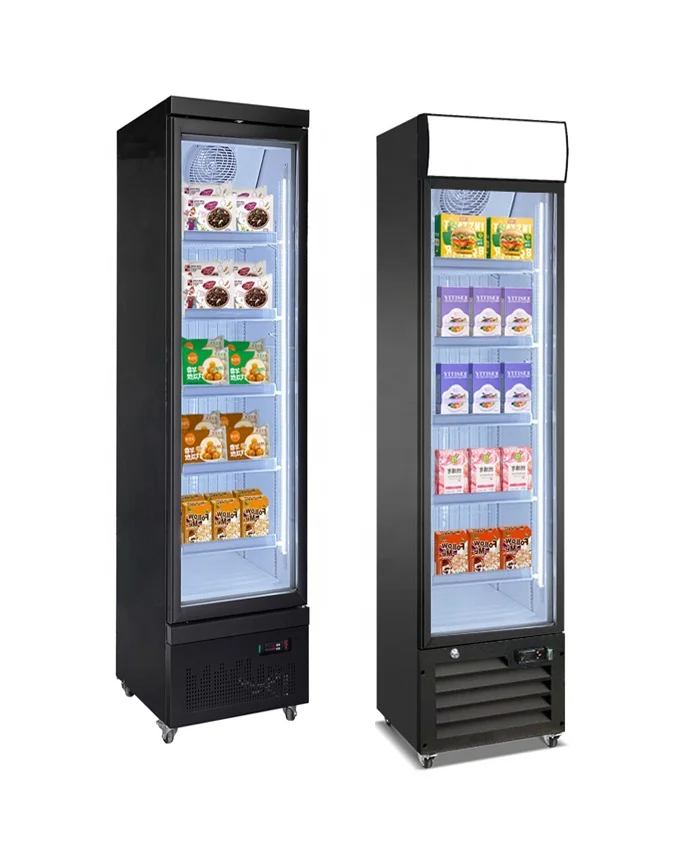 Commercial Mini Freezer Ice Cream Display Case Frozen Food Frost Free Glass Vertical Refrigerator For Supermarket
