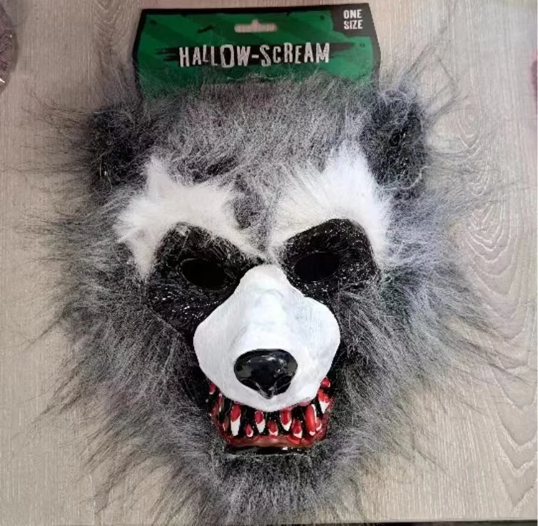 Bloody Mouth Bear Mask Cosplay Scare Plush Animal Wolf Masks Creepy Rabbit Killer Bunny Costume for Halloween Party Decor