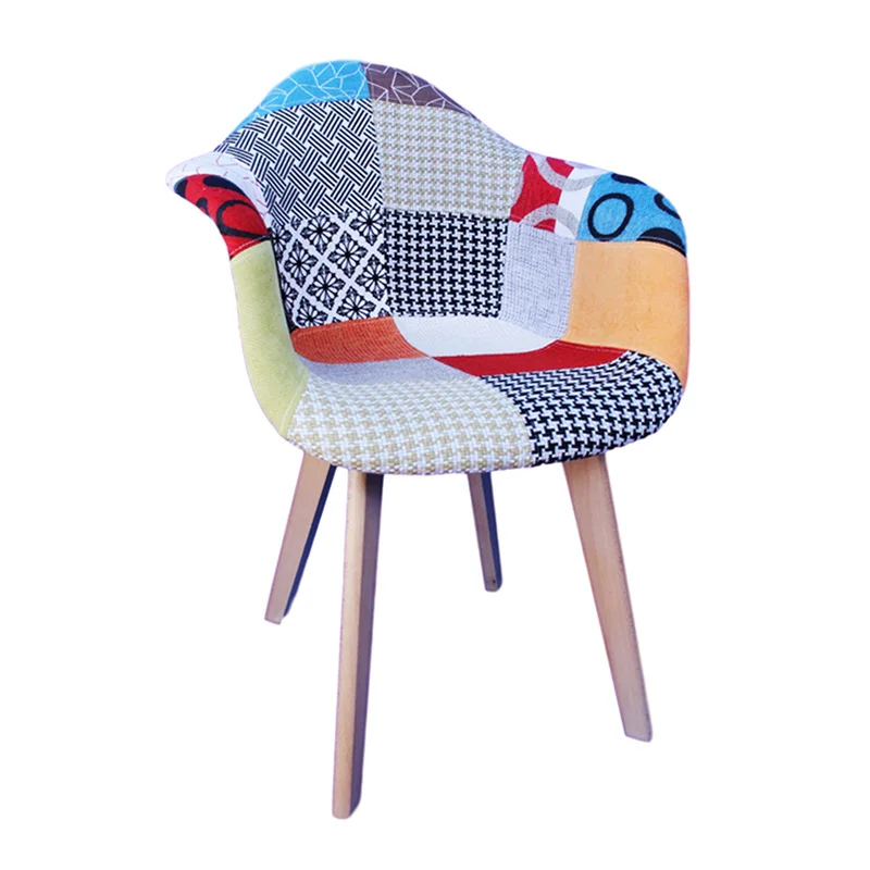 2019 New Style Free Sample Modern Dining Room Furniture Cloth Upholstery Fabric Dining Chair With Wood legs