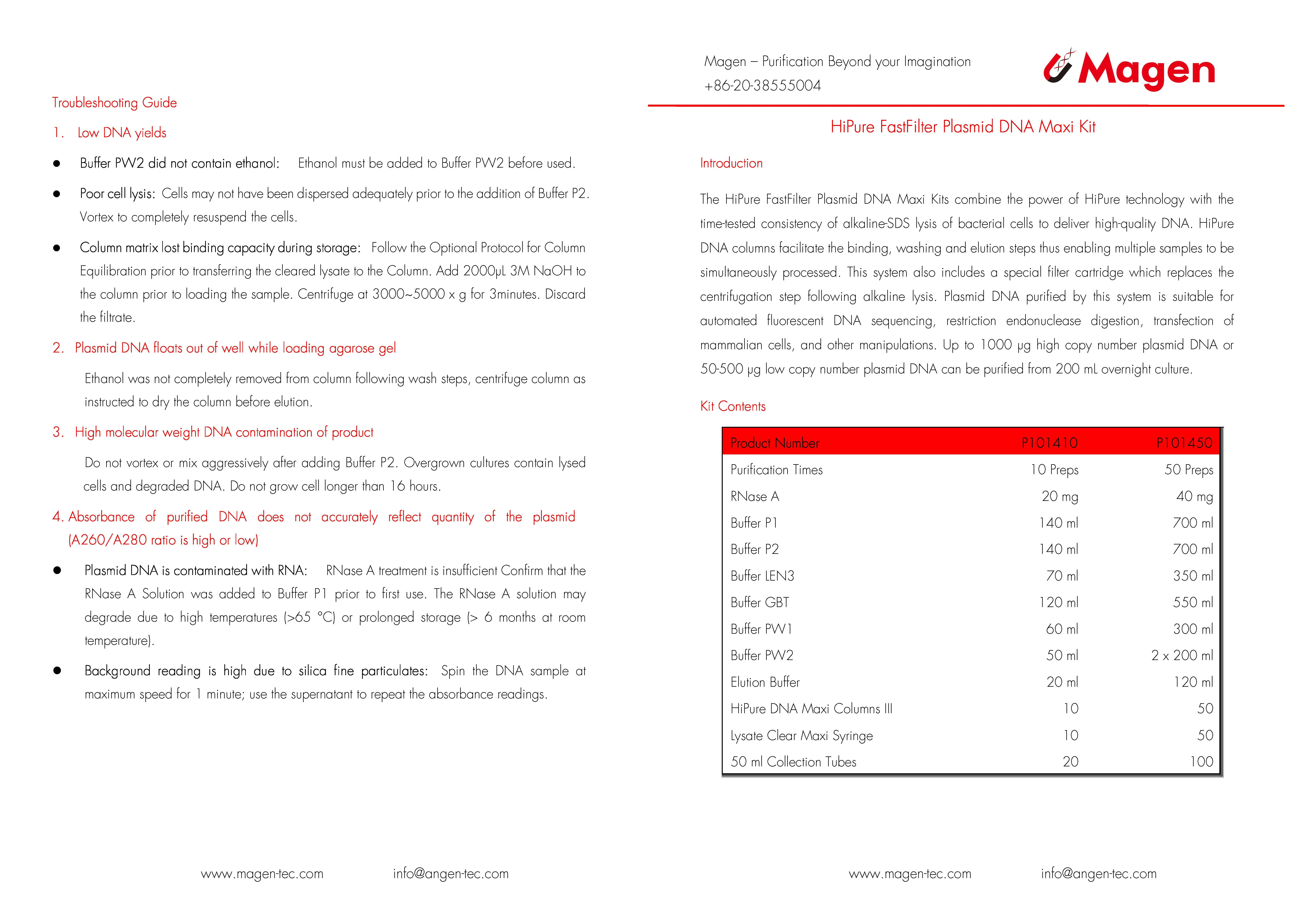 HIPure Fastfilter Plasmid Maxi Kit, P1014,  purification of plasmid dna DNA extraction kit