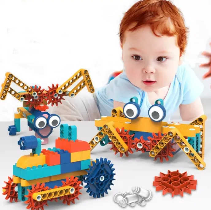 Variety Science Educational STEM Robot Electric Gear Engineering Set Brick Car Toy Assembly DIY Big Size Building Block for kid