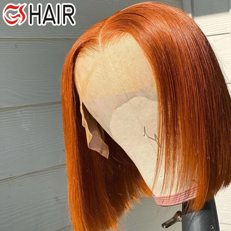 Orange Ginger Short Bob Remy Virgin Brazilian Human Bob Wigs For Women 180% Lace Front Human Hair Wigs Wholesale Vendor