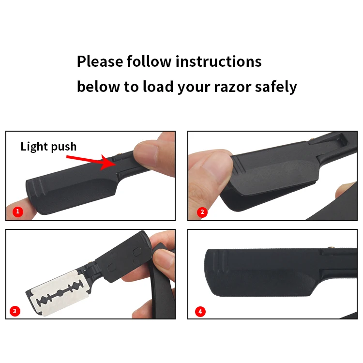 New Arrival Zine-alloy Black Shaver Holder Straight Edge Folding Shaving Baber Knife Razor for Face