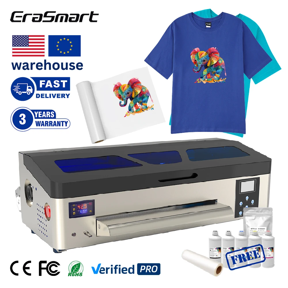 Erasmart A3 size Dual XP600 print heads A3 Pro Max Digital Machine printers for small business clothes prints
