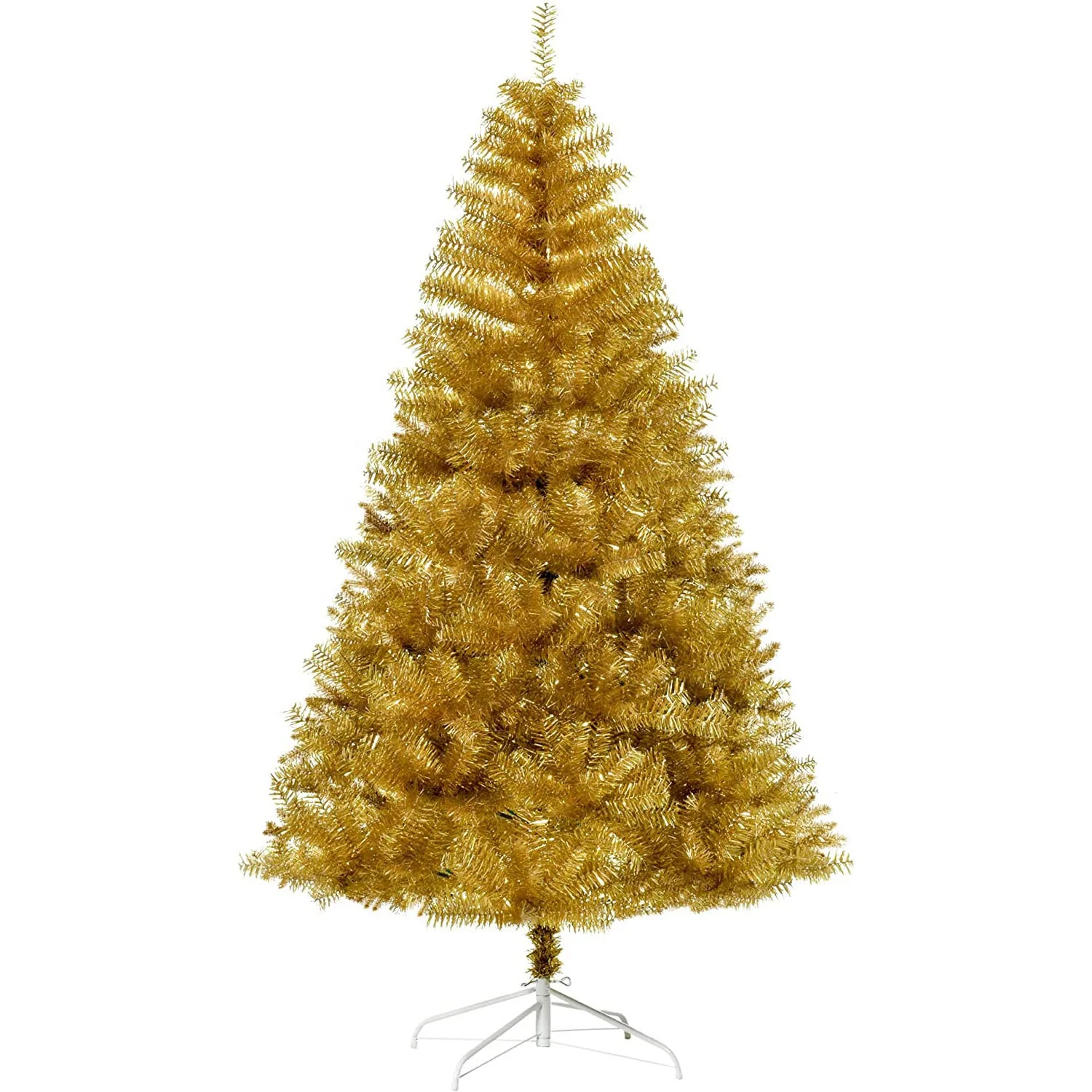Wholesale high quality 6ft pet tinsel artificial christmas tree gold