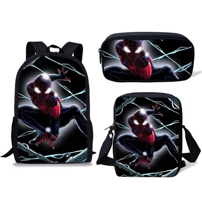 Spiderman Mochila Escolar Infantil Children Pencil Shoulder Book Bags Anime School Bag 3pcs Kids Backpack Boys Girls Gift