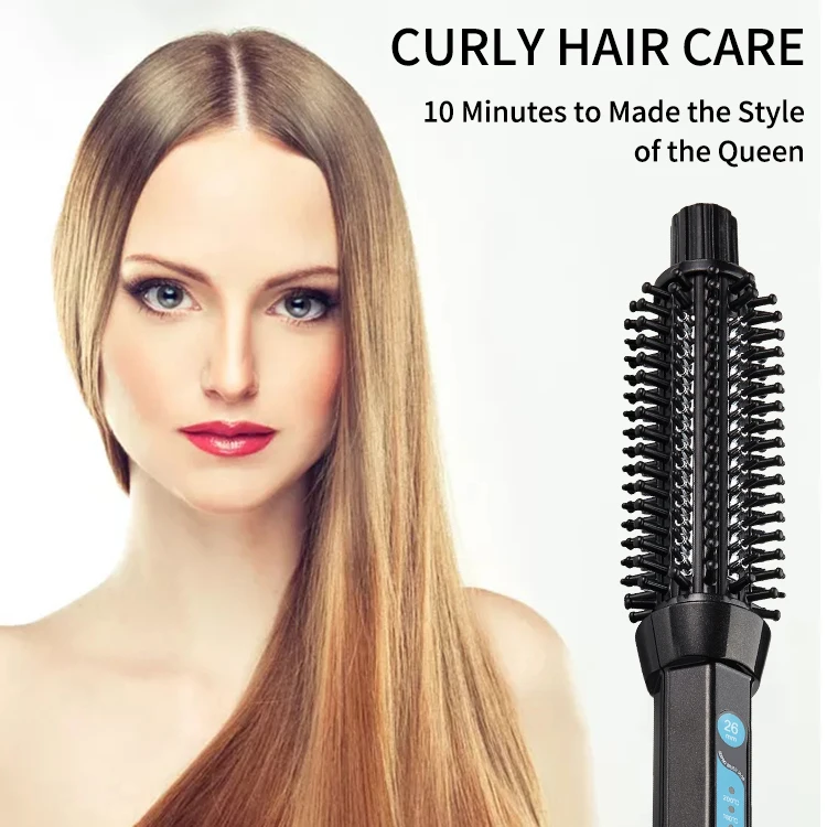 Customized Brush Barrel Curling And Straightener 2 In 1 LED Display Hot Comb Electric